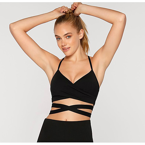 

Women's Crew Neck Sports Bra Medium Support Open Back Removable Pad Solid Color Black Burgundy Green Nylon Yoga Fitness Gym Workout Bra Top Sleeveless Sport Activewear Quick Dry Breathable Comfortable