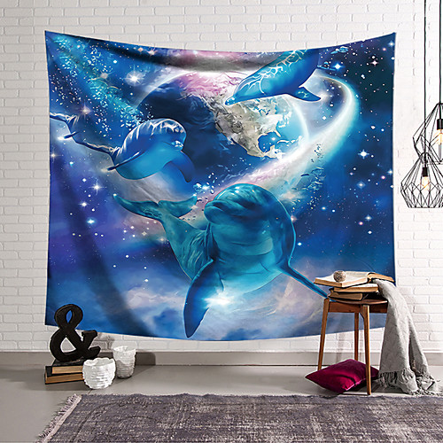 

Wall Tapestry Art Decor Blanket Curtain Hanging Home Bedroom Living Room Decoration Polyester Dolphin