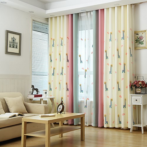 

Two Panel Children's Room Cartoon Stitching Style Giraffe Embroidery Curtains Living Room Bedroom Dining Room Curtains