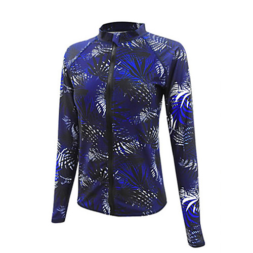 

Women's Diving Rash Guard Spandex Swimwear Quick Dry Breathable Long Sleeve Front Zip - Swimming Diving Surfing Floral / Botanical Autumn / Fall Spring Summer