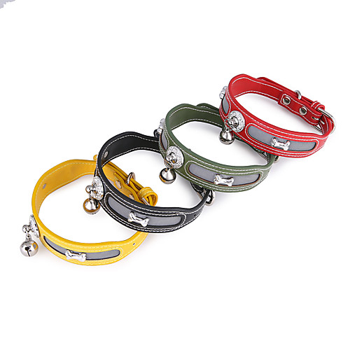 

Dog Cat Pets Collar Reflective Band Reflective Cute and Cuddly With Bell Anti Lost Safety Outdoor Walking PU Leather Bichon Frise Schnauzer Shih Tzu Dachshund Poodle Chihuahua Black Yellow Red Green