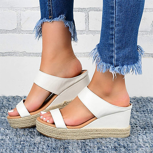 

Sandals for Women Wedge Heel Sandals Comfortable Platform Sandals Straw Sandal Casual Daily White Black