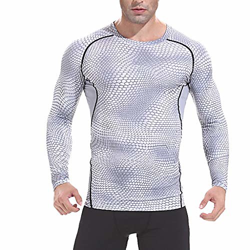 

men's quick dry compression workout running shirts dry fit long sleeve underlayer top long sleeve t-shirt white