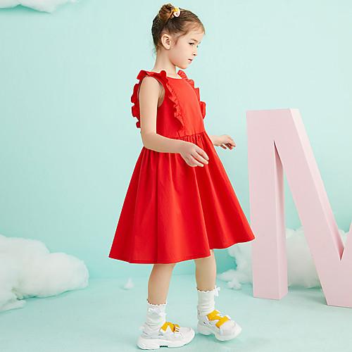 

A-Line Knee Length Wedding / Birthday Flower Girl Dresses - Polyester / Cotton Blend Cap Sleeve Jewel Neck with Ruching