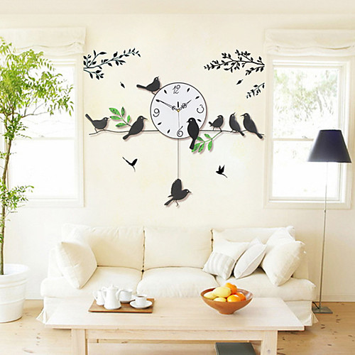 

Wall Clock Art Iron Clock Frameless Wall Sticker Home Decor for Living Room Bedroom