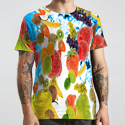 

Men's Unisex Tee T shirt 3D Print Graphic Prints Fruit Plus Size Print Short Sleeve Casual Tops Fashion Designer Big and Tall Rainbow