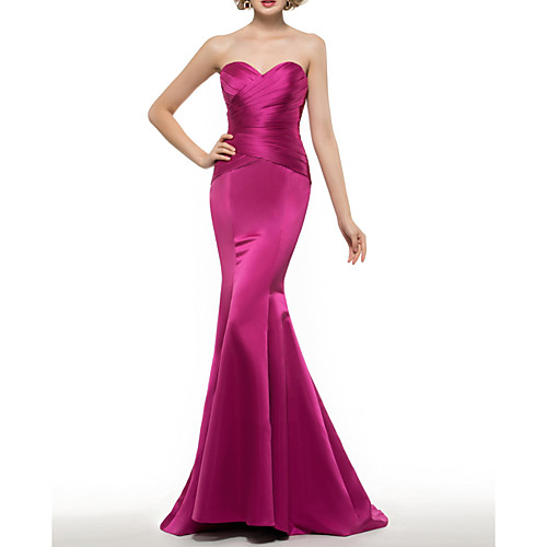 

Mermaid / Trumpet Mother of the Bride Dress Elegant Sweetheart Neckline Sweep / Brush Train Satin Half Sleeve with Ruching 2021