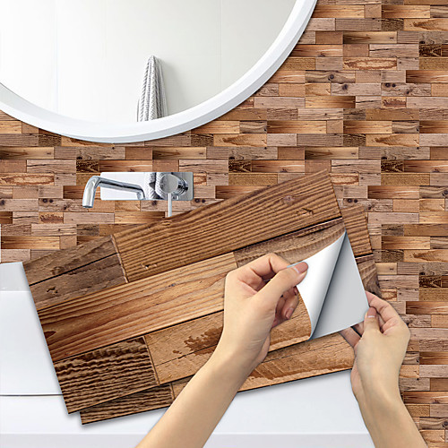 

Imitation Wood Grain Ceramic Tile Kitchen Bathroom Self-adhesive Paper Waterproof And Oil-proof Brown Wood Grain Sheet Self-adhesive Decorative Wall Sticker