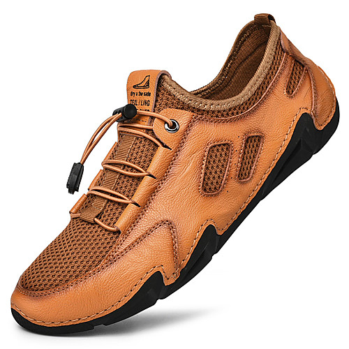 

Men's Sandals Leather Shoes Comfort Loafers Sporty Casual Beach Daily Outdoor Walking Shoes Trail Running Shoes Nappa Leather Cowhide Breathable Handmade Non-slipping Booties / Ankle Boots White