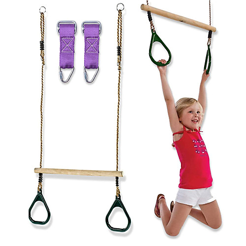 

Trapeze Swing Bar Monkey Bars for Kids Swing Set Accessories Buckle Straps Connect to Ninja Warrior Obstacle Course for Kids Playground Backyard Jungle Gym Outdoor Rope Swing