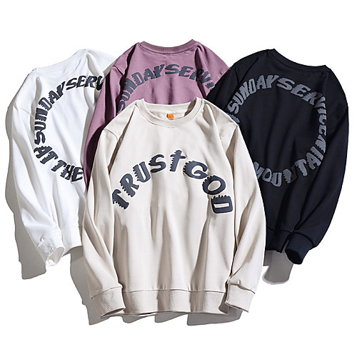 

Men's Sweatshirt Pullover Pure Color Crew Neck Letter Printed Sport Athleisure Sweatshirt Top Long Sleeve Breathable Moisture Wicking Soft Comfortable Everyday Use Casual Daily Outdoor Exercising