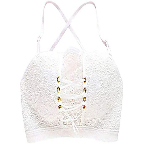 

femmetric lace strapless drawstring bandeau pull-together lace bra (white,70c/32c)