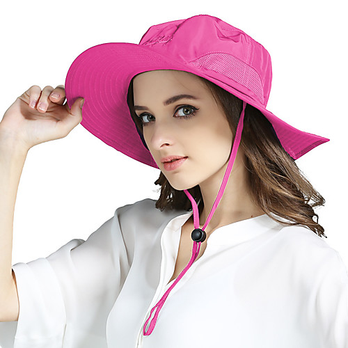 

Women's Fisherman Hat Hiking Cap 1 PCS Outdoor Portable Sunscreen Soft Breathable Hat Solid Color Polyester Blue Grey Orange for Fishing Climbing Beach / Quick Dry