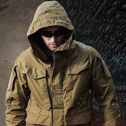 

Men's Waterproof Hiking Jacket Hiking Windbreaker Military Tactical Jacket Winter Outdoor Waterproof Lightweight Windproof Breathable Jacket Coat Top Full Zip Hunting Climbing Running Black Army