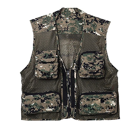 

Men's Hiking Tee shirt Sleeveless Vest / Gilet Outdoor Breathable Anti-tear Multi-Pockets Summer Polyester Camo Black Red Army Green Hunting Fishing Climbing