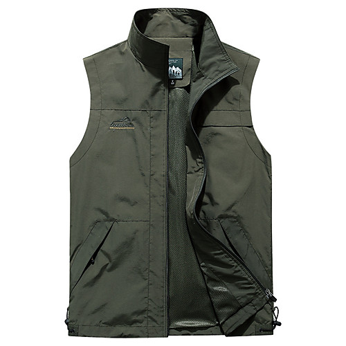 

Men's Hiking Tee shirt Sleeveless V Neck Vest / Gilet Outdoor Breathable Anti-tear Multi-Pockets Autumn / Fall Winter Nylon Solid Color Army Green Khaki Brown Fishing Climbing Camping / Hiking