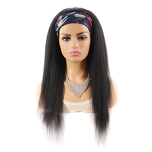 

foreign trade hair band wig headgear mixed real hair wig long hair headgear yaki silk wig headgear