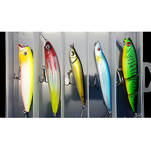 

5 pcs Lure kit Fishing Lures Minnow Pencil Popper lifelike 3D Eyes Floating Sinking Bass Trout Pike Sea Fishing Lure Fishing Freshwater and Saltwater