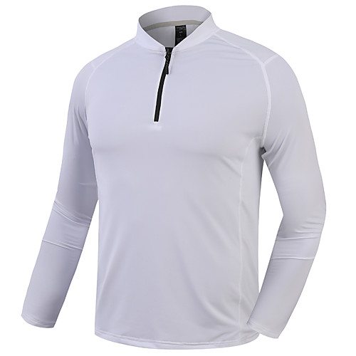 

Men's Long Sleeve Running Shirt Quarter Zip Outerwear Coat Athletic Summer Elastane Breathable Sweat Out Fitness Gym Workout Basketball Jogging Cycling Sportswear Solid Colored Normal White Black Gray