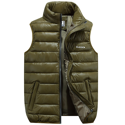 

zichhing men's sleeveless jacket big sizes black vest autumn warm thick coats cotton-padded work waistcoat vest army green 163cm 55kg for m