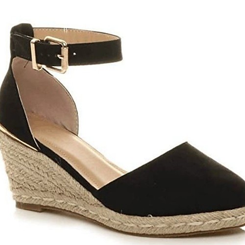 

Women's Sandals Wedge Heel Round Toe PU Black Red Beige
