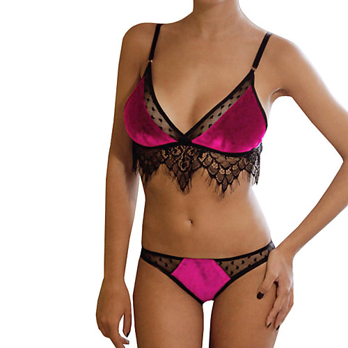 

Women's Lace Bras Triangle Cup Bra & Panty Set Sexy White Purple Yellow