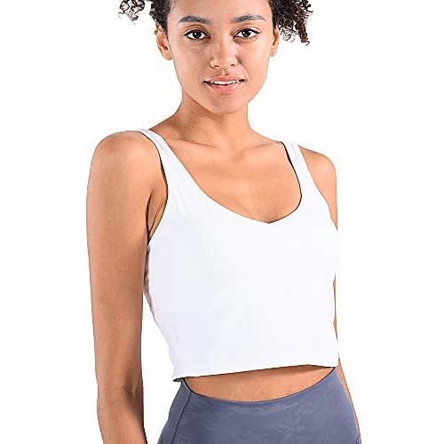 

jnvni sports top yoga bra tanks crop top fitness workout running shirts for women (white, m)