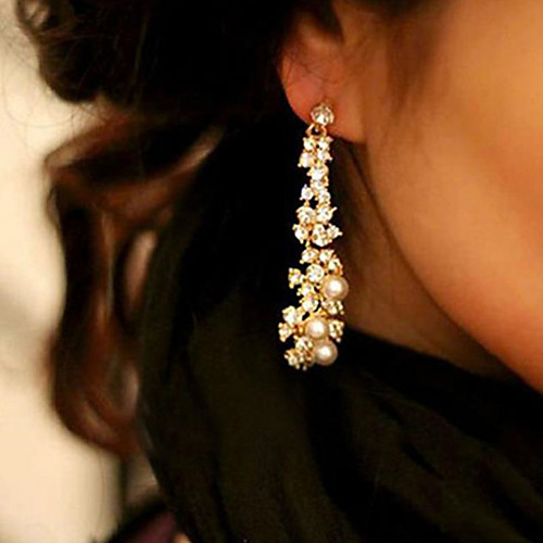

Women's Hoop Earrings Tassel Fringe Love Earrings Jewelry Gold For Party Wedding 1 Pair