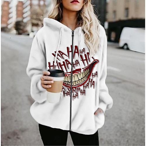 

Women's Jackets Color Block Print Casual Fall Jacket Regular Daily Long Sleeve Air Layer Fabric Coat Tops White