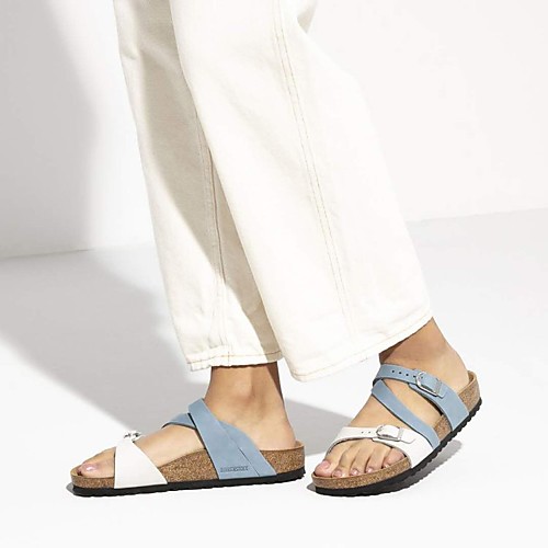 

Women's Slippers & Flip-Flops Flat Heel Open Toe PU Color Block Blue Pink