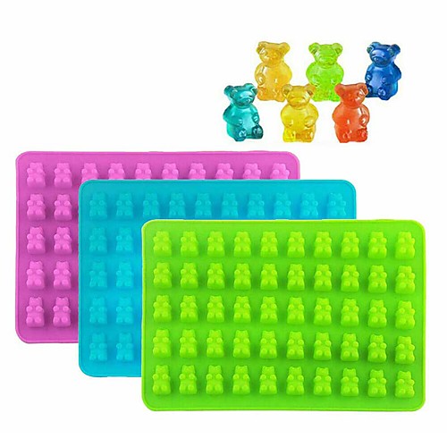 

50 Gummy Bears Silicone Mould Chocolate Fondant Jelly Ice Cube Mold for DIY Handicraft Baking Accessories