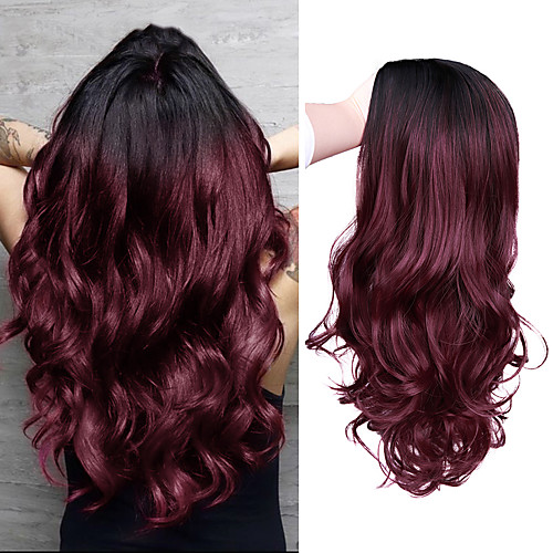 

Long Wavy Black Red 99J Burg Pink Synthetic Wigs For Black Women Cosplay Party Female Daily False Hair Heat Resistant Fiber