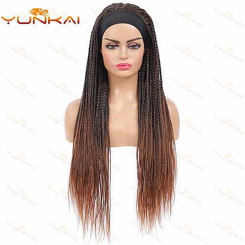 

yunkai three-strand braided wig headband wig ice silk headband african dirty braid head cover chemical fiber wig wholesale
