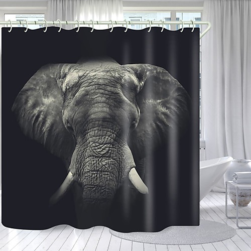 

Tusk Elephant Digital Printing Shower Curtain Shower Curtains Hooks Modern Polyester New Design