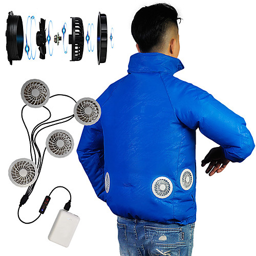 

Men's Hoodie Jacket Cooling Fan Jacket Outdoor Air Conditioning USB Rechargeable Lightweight Breathable Jacket Spring Summer Fishing Camping & Hiking Cycling / Bike White Yellow Sky Blue / Stretchy