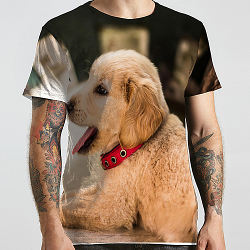 

Men's Unisex Tee T shirt 3D Print Dog Graphic Prints Animal Plus Size Print Short Sleeve Casual Tops Basic Designer Big and Tall Black