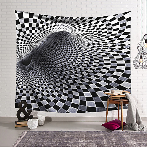 

Wall Tapestry Art Decor Blanket Curtain Hanging Home Bedroom Living Room Decoration Polyester Black and White Grid