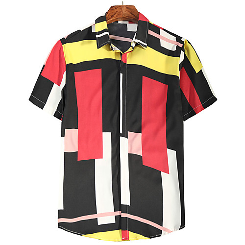 

Men's Shirt Graphic Short Sleeve Casual Tops Yellow