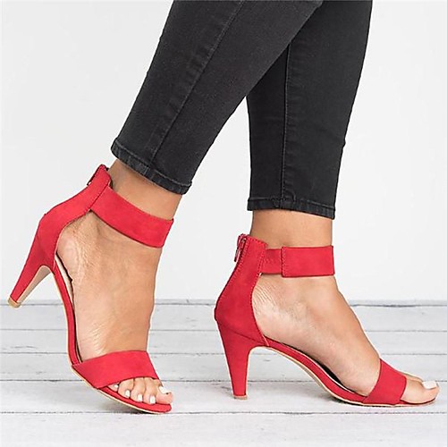 

Women's Sandals Chunky Heel Round Toe PU Black Red Burgundy