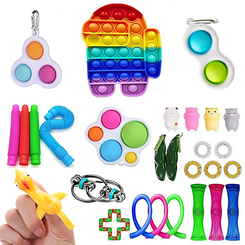 

28 pcs Fidget Sensory Toy Set Stress Relief Toys Autism Anxiety Relief Stress Pop Bubble Fidget Sensory Toy For Kids Adults