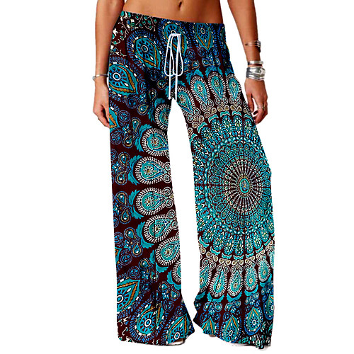 

Women's Basic Soft Comfort Daily Home Chinos Pants Geometric Pattern Paisley Full Length Elastic Drawstring Design Print Red Yellow Wine Green Gray