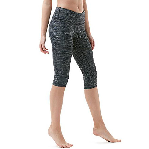 

women capri yoga pants with pockets, capri workout leggings, 4-way stretch yoga capri leggings w hidden/side pocket, yogabasic thick midwaist(fyc21) - charcoal, large