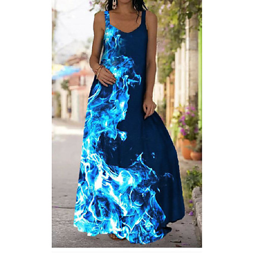 

2021 new style european and american cross-border retro printed sleeveless round neck women's dress