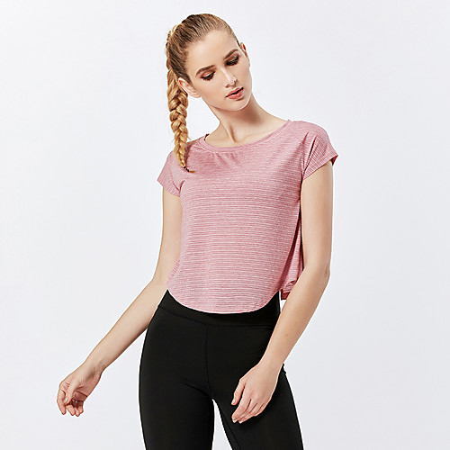 

Women's Tee / T-shirt Crew Neck Nylon Solid Color Sport Athleisure T Shirt Top Short Sleeves Quick Dry Breathable Soft Comfortable Everyday Use Casual Daily Outdoor