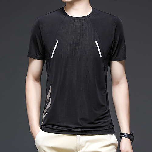 

Men's T shirt Hiking Tee shirt Short Sleeve Tee Tshirt Top Outdoor Quick Dry Lightweight Breathable Sweat wicking Autumn / Fall Spring Elastane White Black Blue Fishing Climbing Running