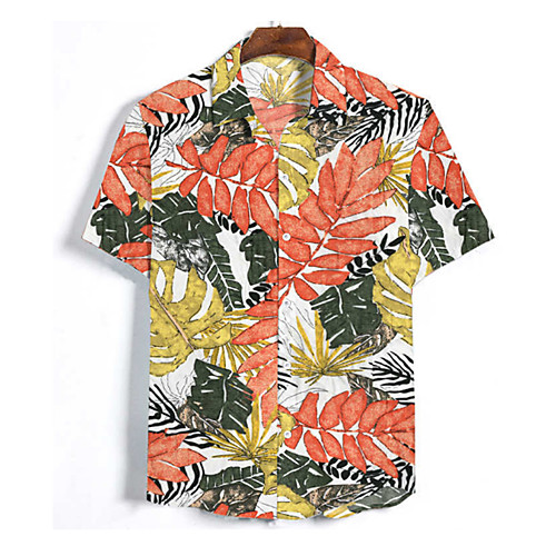 

Men's Shirt Other Prints Graphic Short Sleeve Daily Tops Basic Beach White Green