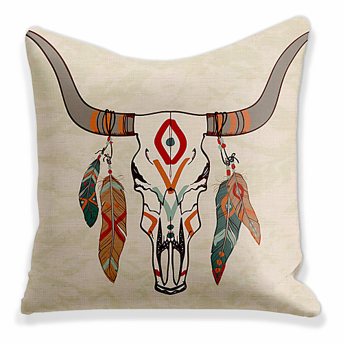 

Double Side 1 Pc Cushion Cover Print 45x45cm Linen for Sofa Bedroom Animal Yak