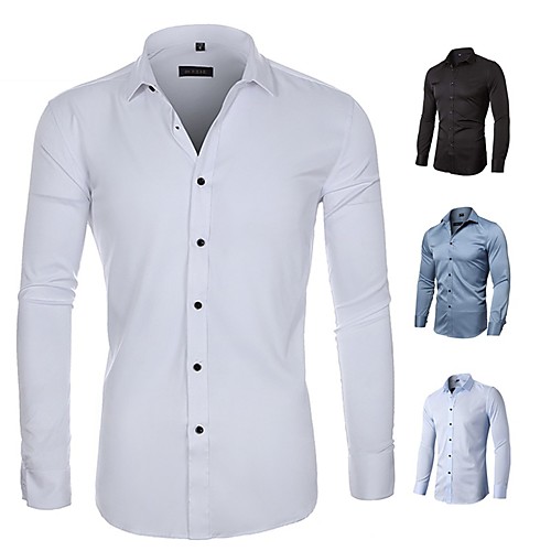 

Men's Shirt Solid Colored Button-Down Long Sleeve Casual Tops Business Formal Casual Comfortable A B C