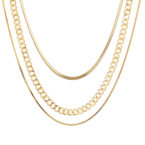 

multi-layer thick chain necklace three-layer clavicle chain