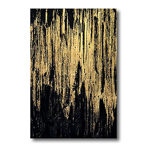 

Stretched Oil Painting Hand Painted Canvas Abstract Comtemporary Modern High Quality Black Golden Ready to Hang